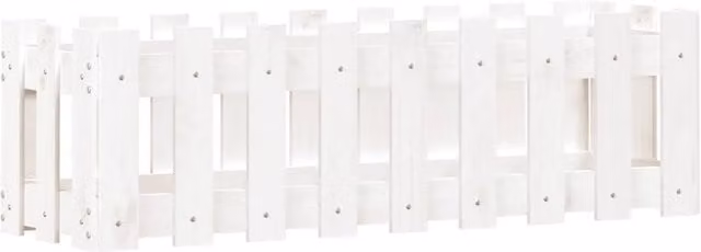 Berkfield Home Garden Raised Bed with Fence Design in White, Solid Wood and Plastic, W/D/H: 100 x 30 x 30 cm