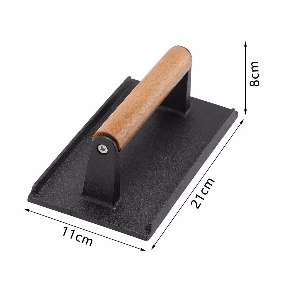 VOGREX Heavy Duty Cast Iron BBQ Grill Press in Black, W/D/H: 21.0 x 11.0 x 8.0 cm – 2