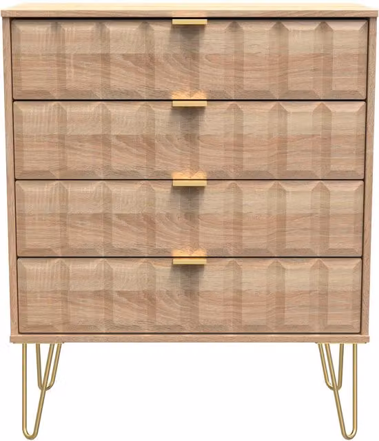 Ready Assembled 2 U Metro 4 Drawer Chest in Light Oak – 1