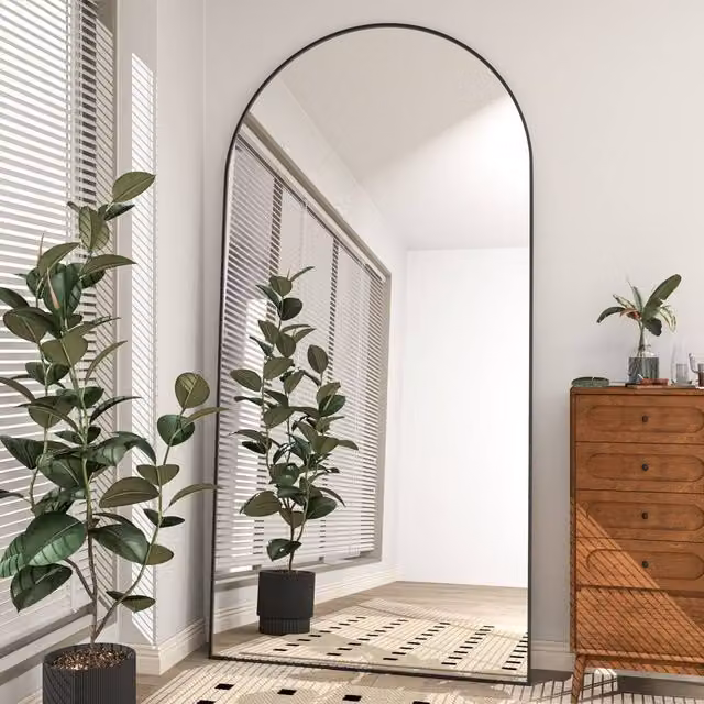 CASSILANDO Arched Full Length Mirror in Black with HD Shatterproof Glass, H 162 x W 53 x D 1.4 cm – 1