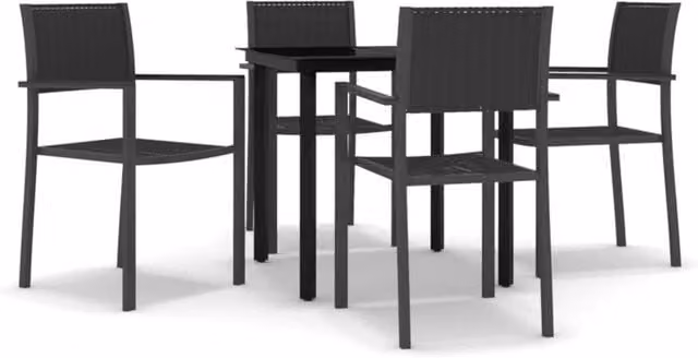 Berkfield Home 5 Piece Modern Garden Dining Set in Black