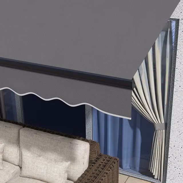 Outsunny Electric Retractable Wall-Mounted Aluminium Awning in Dark Grey, W/D/H: 350 x 250 x 350 cm