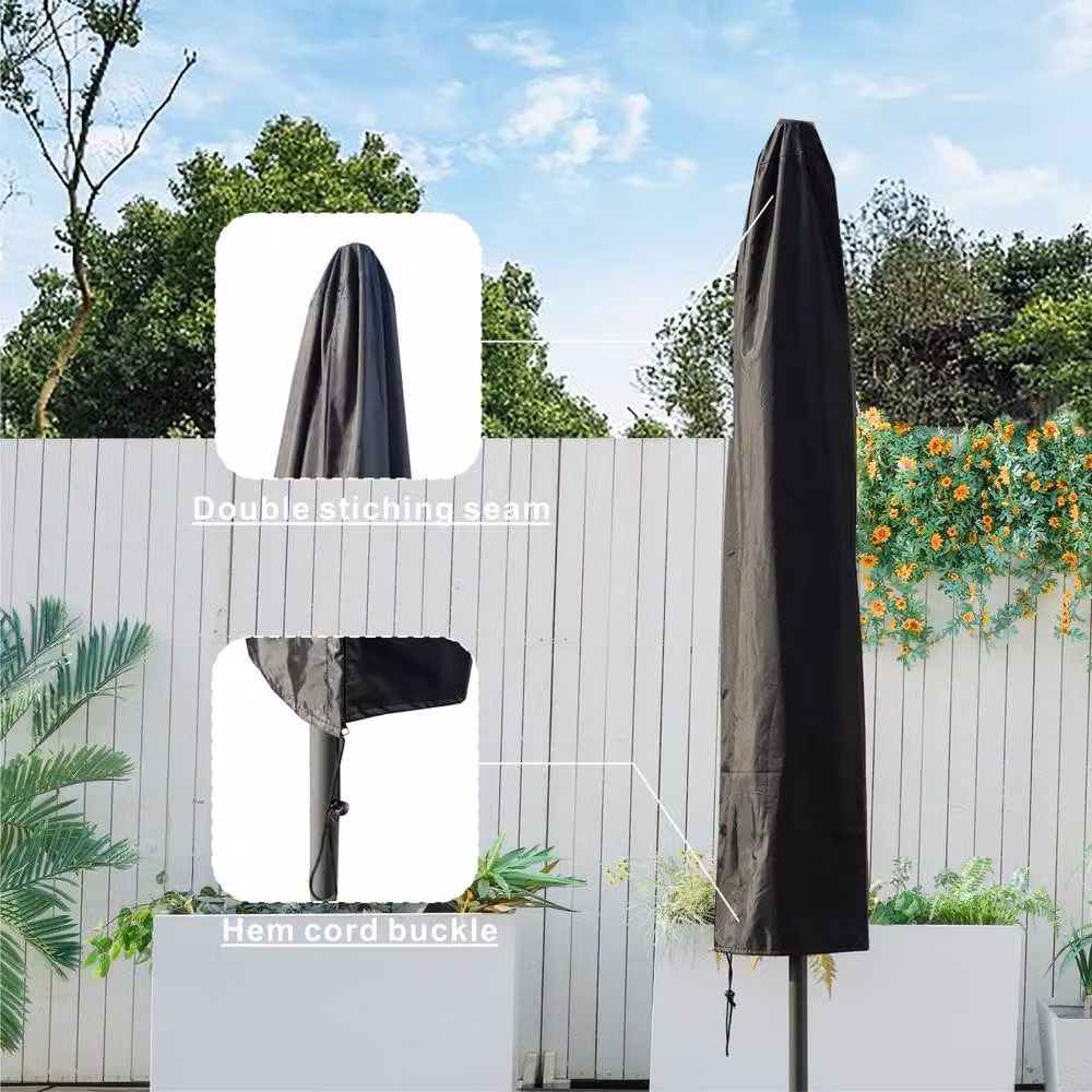 Direct Wicker All-Weather Nylon Parasol Umbrella Cover in Black – 3