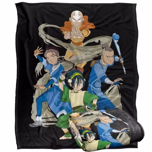 Nickelodeon Avatar The Last Airbender Team Avatar Elements Super Soft Fleece Throw Blanket, Multicolour, W: 91 cm, D: 147 cm – 2