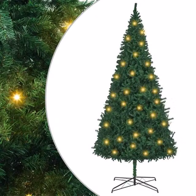 Berkfield Home Green PVC Christmas Tree with Decorative String Lights, Height: 400 cm