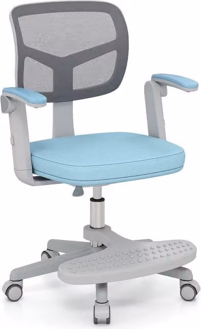 Costway Blue Kids Study Chair with Adjustable Height, Swivel Function and Armrests – 1