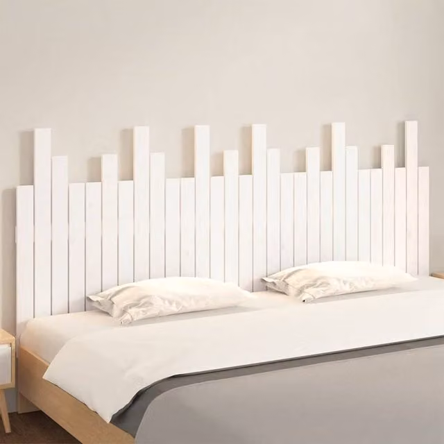 Berkfield Home White Solid Wood Pine Wall Headboard W/D/H: 185 x 3 x 80 cm