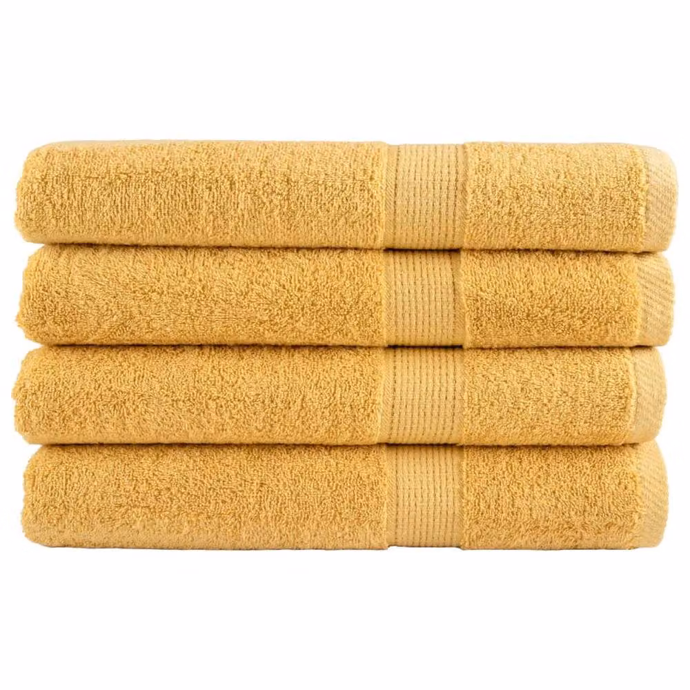 Berkfield Home SOLUND Premium Cotton Sauna Towels, Gold, 4 Pack, W: 80 cm, L: 200 cm, 600gsm – 1