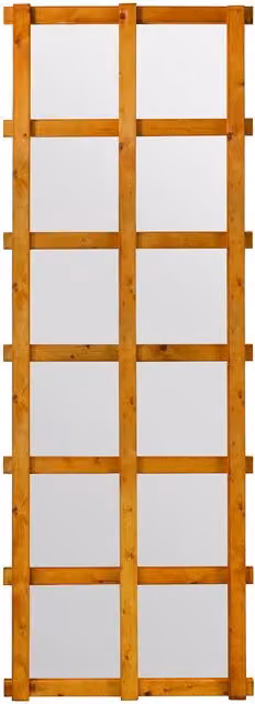 MirrorOutlet The Trellis Garden Wall Mirror in Orange, Rectangular Geometric Wood and Glass Design, Width: 64 cm