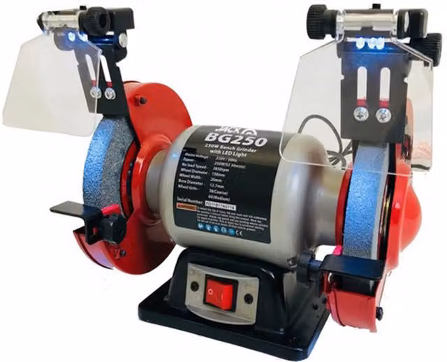 Lumberjack 6 inch Bench Top Grinder Sander with LED Light, Red