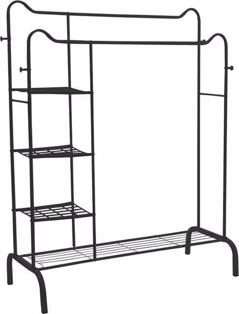 Livingandhome Modern Matt Black Metal Clothes Rail