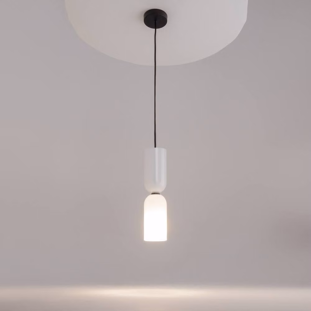 Netlighting Memory Modern Slim Pendant Ceiling Light in Black with White Shade and E14 Socket – 2