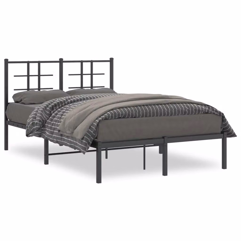 Berkfield Home Metal Bed Frame with Headboard, Black, W/D/H: 120 x 190 cm – 2