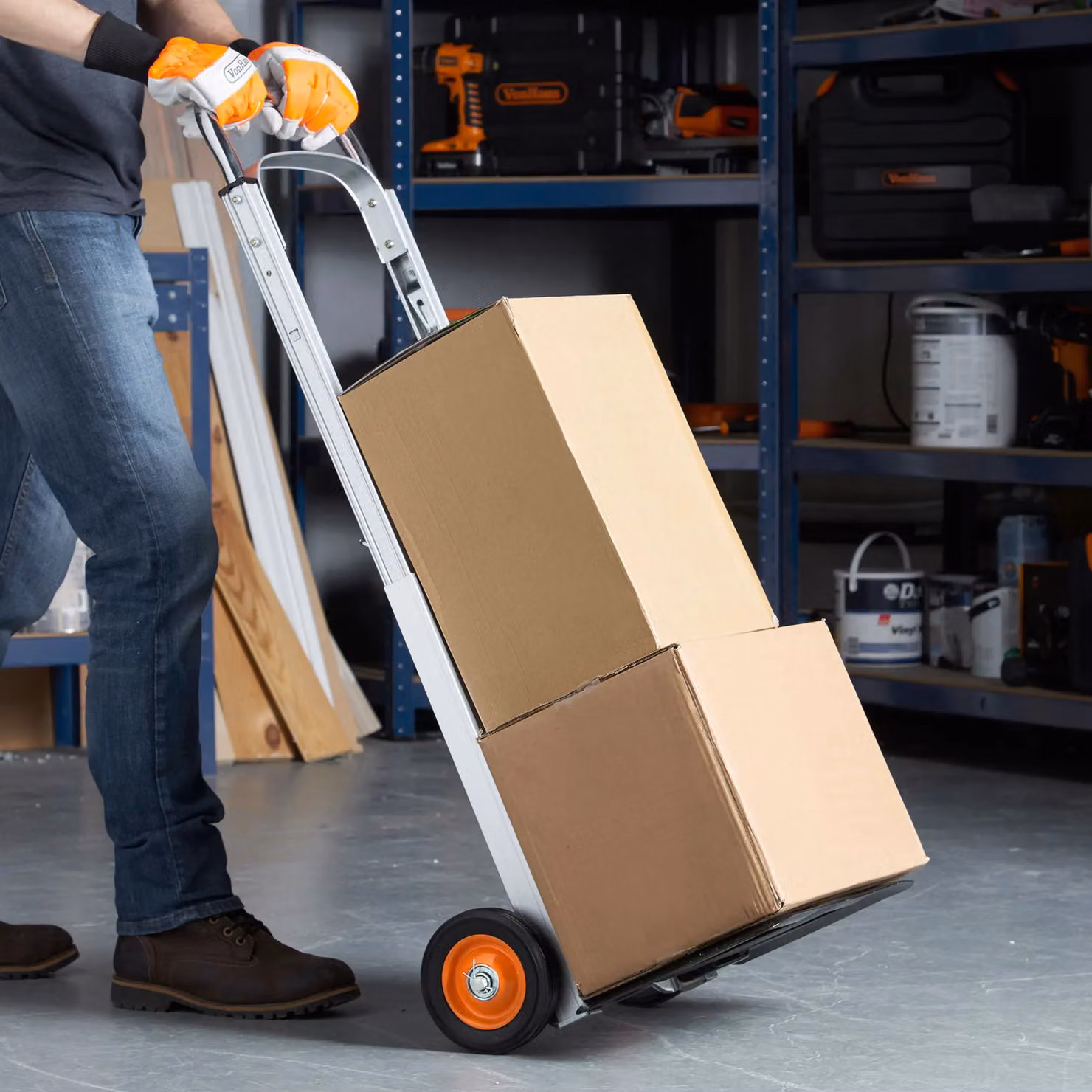 VonHaus Folding Industrial Aluminium Hand Trolley in Silver – 2