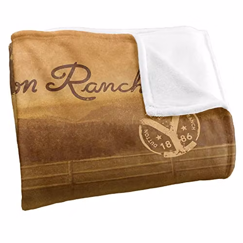 Logovision Yellowstone Dutton Ranch Ride Silky Touch Super Soft Fleece Throw Blanket in White, W/D/H: 152 x 127 cm – 2