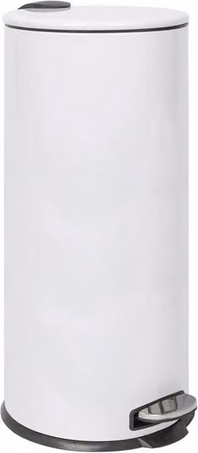VOGREX 30L White Stainless Steel Round Pedal Bin – 1