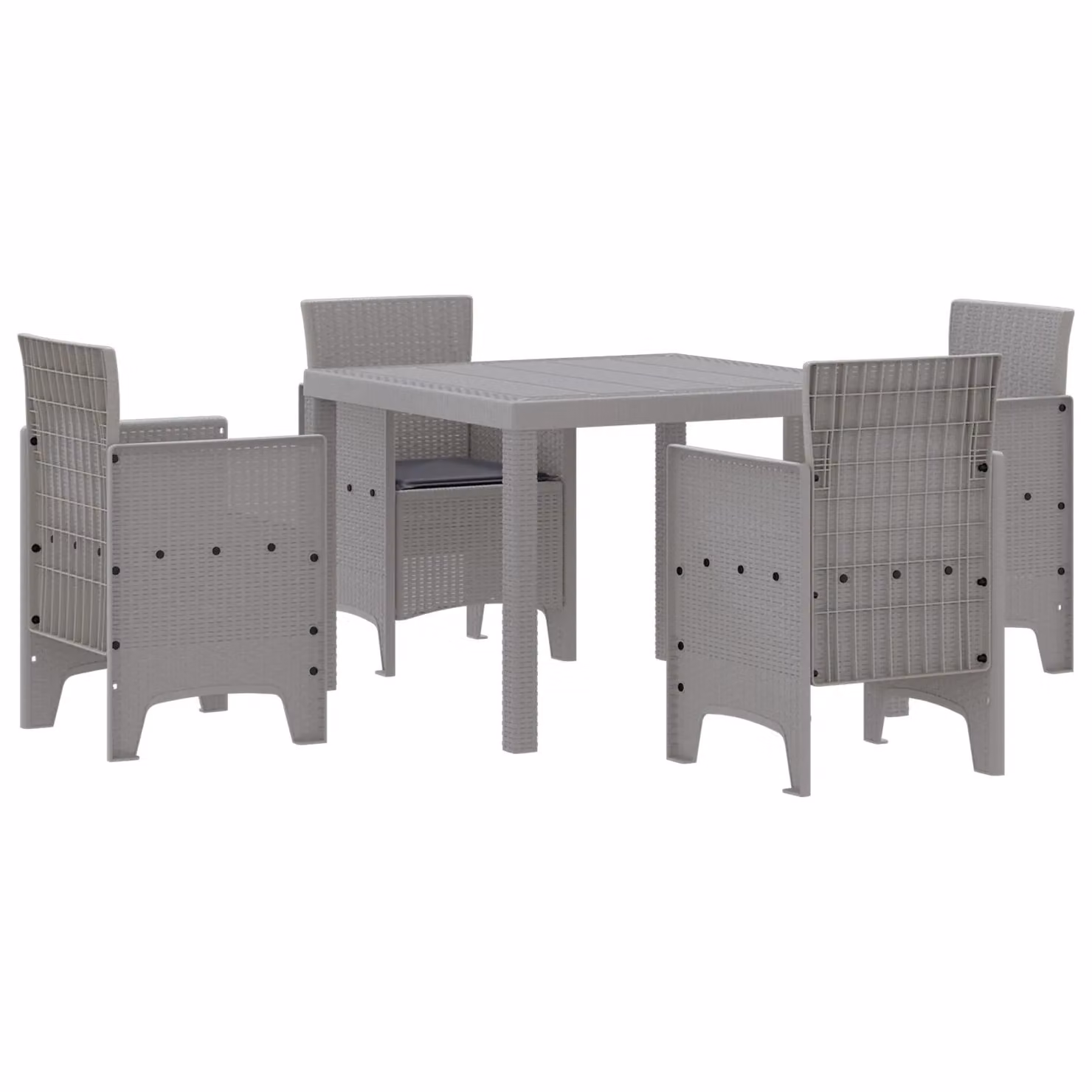 Berkfield Home 5 Piece Modern Poly Rattan Garden Dining Set with Cushions in Grey – 2