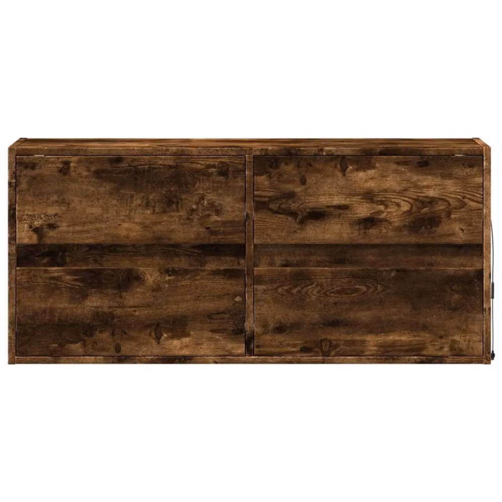 Berkfield Home Modern Wall Mounted TV Cabinet with Integrated LED Lights in Smoked Oak Brown, W/D/H: 100 x 31 x 45 cm – 5