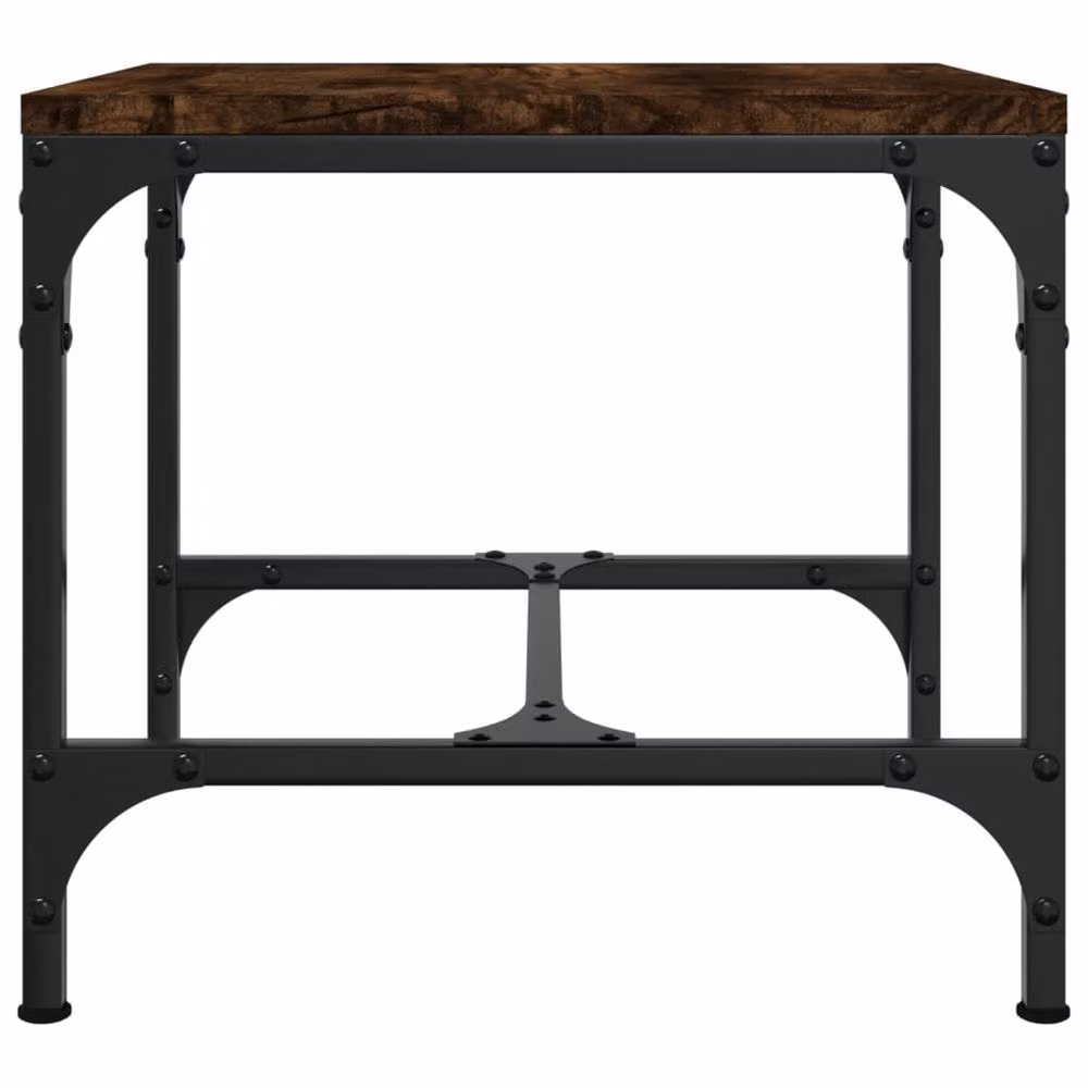 Berkfield Home Set of 2 Smoked Oak Side Tables in Brown, W/D/H: 40 x 40 x 35 cm – 5