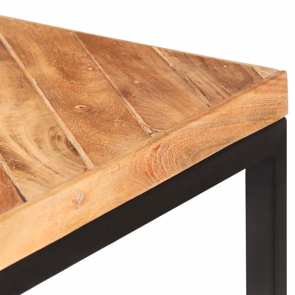 Berkfield Home Rectangular Dining Table in Brown and Black Solid Acacia and Mango Wood, W/D/H: 200 x 90 x 76 cm – 3