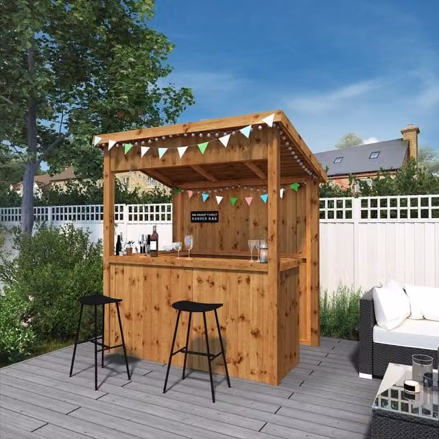 Waltons Modern Pent Garden Bar in Brown, W: 196.6 cm, D: 141.0 cm, H: 215.2 cm