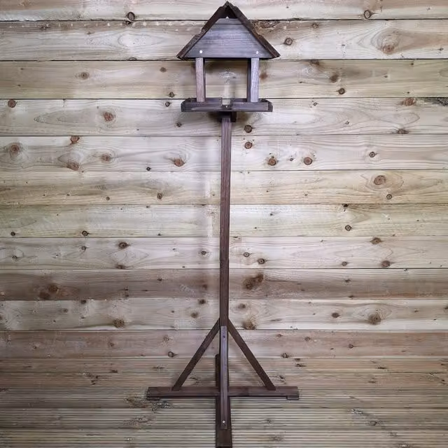 Samuel Alexander Dark Wooden Deluxe Garden Bird Feeding Table - Brown