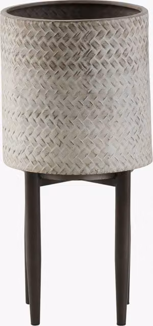 Perch & Parrow Geometric Round Metal Tabletop Planter in Black or Grey