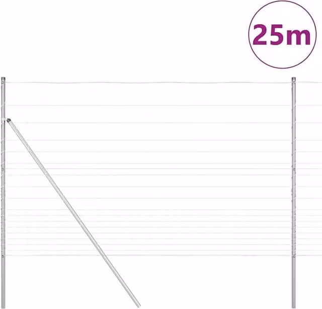 Berkfield Home Modern Field Fence, Galvanised Steel, Silver, H: 1.5 m x W: 25 m – 1