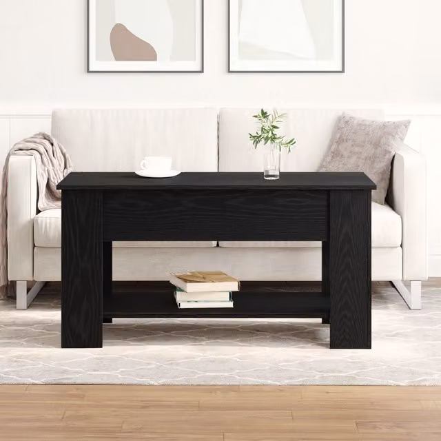 Berkfield Home Black Oak Coffee Table, W: 101 cm, D: 49 cm, H: 52 cm