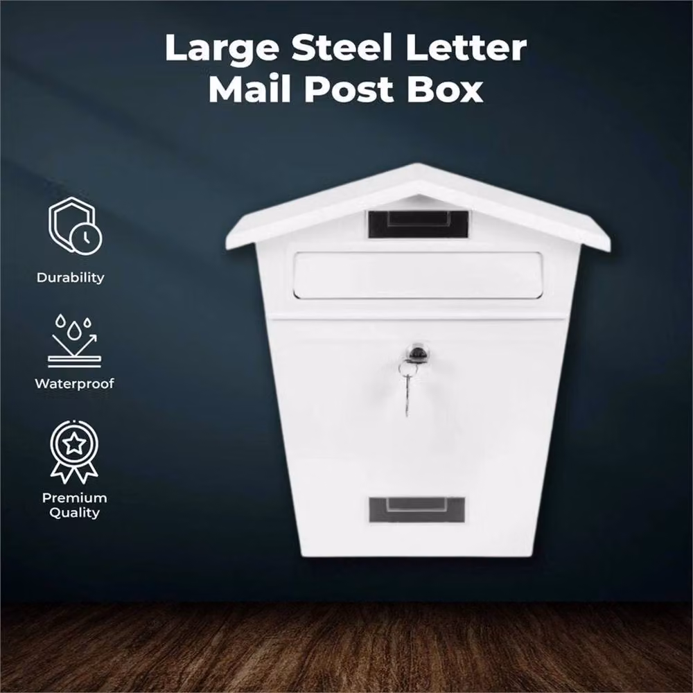 SPETLEK Large Steel Wall Mounted Post Box in White – 2