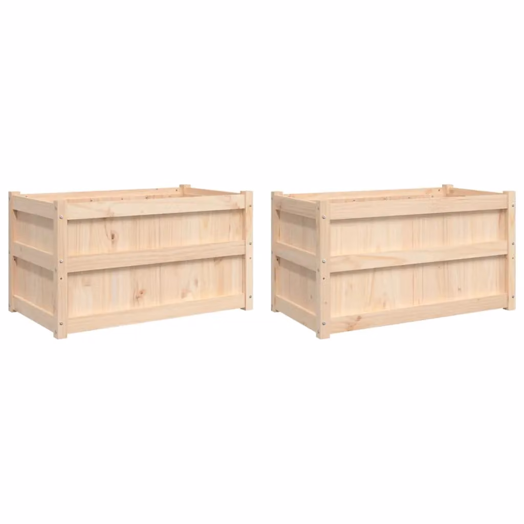 Berkfield Home Garden Set of 2 Rustic Brown Solid Pine Wood Planters – 2