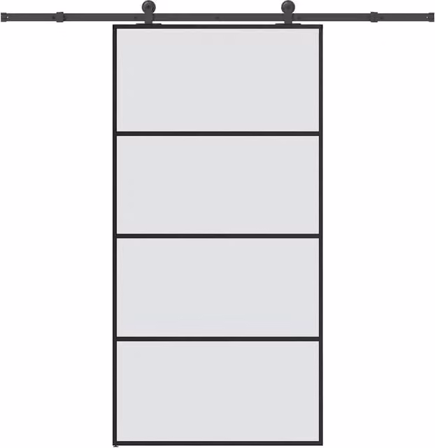 Berkfield Home Sliding Door with Hardware Set, Black ESG Glass and Aluminium, W: 102.5 cm, H: 205 cm – 1