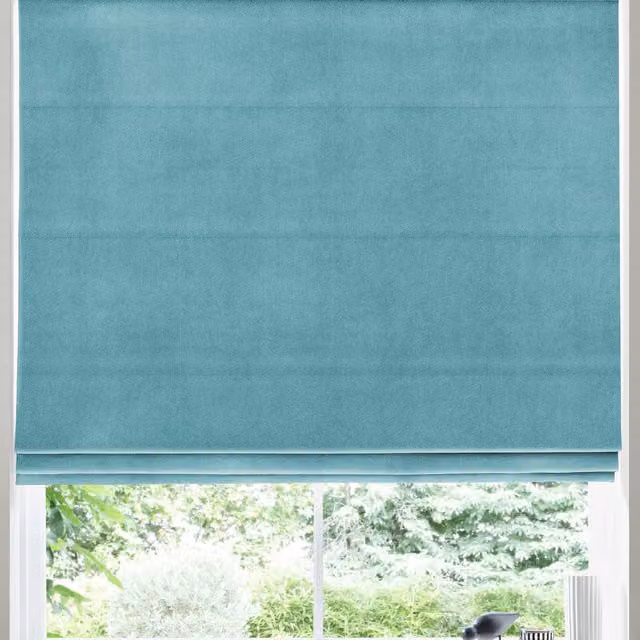 Terrys Florence Velvet Made to Measure Roman Blind in Blue Turquoise