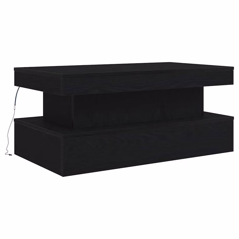 Berkfield Home Modern Black Oak Coffee Table with LED Lights, W/D/H: 90 x 50 x 40 cm