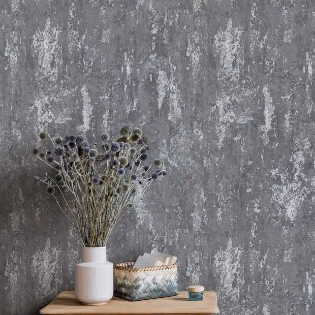 Erismann Grey Industrial Abstract Vinyl Wallpaper Roll