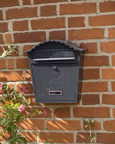 Burg-Wächter MB01A Anthracite Classic Wall Mounted Galvanised Steel Lockable Weatherproof Post Box W: 36 cm, H: 37 cm, D: 13 cm – 6