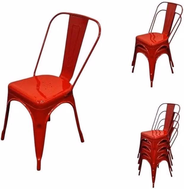PAWNORA Red Metal Tolix Style Dining Chair for Kitchen and Dining Rooms – 1