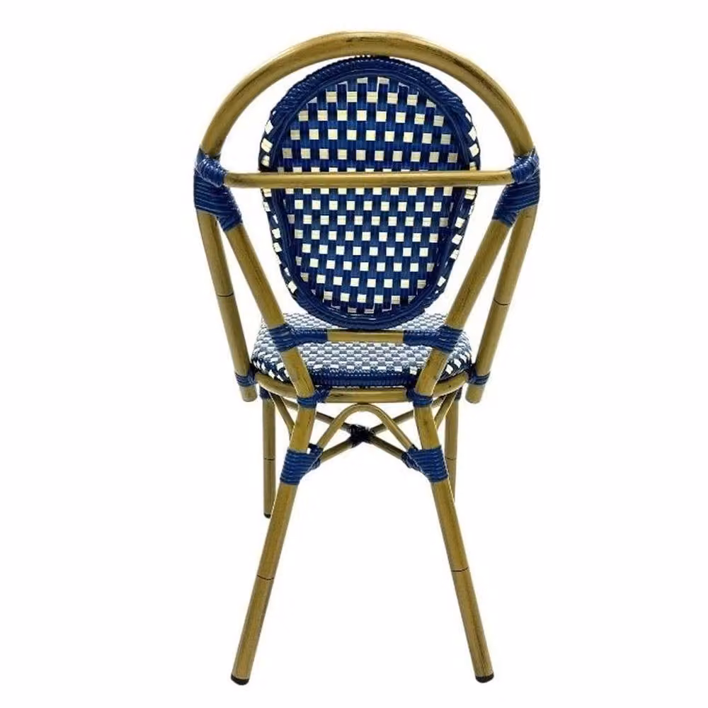 NESTLUNE Set of 2 Blue Rattan Bistro Chairs for Garden, Kitchen or Dining Room, H 100 cm x W 15 cm x D 15 cm – 3