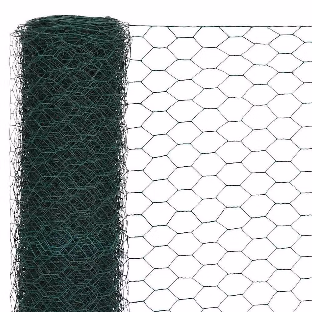 Berkfield Home Green PVC Coated Steel Chicken Wire Fence, 25 x 1.5 m – 3