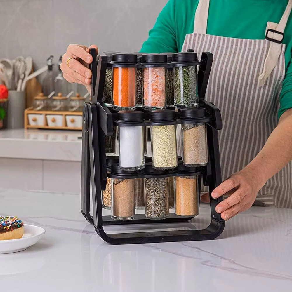 KORVIXA 18pc Rotating Ferris Wheel Spice Jar and Rack Set in Black – 3