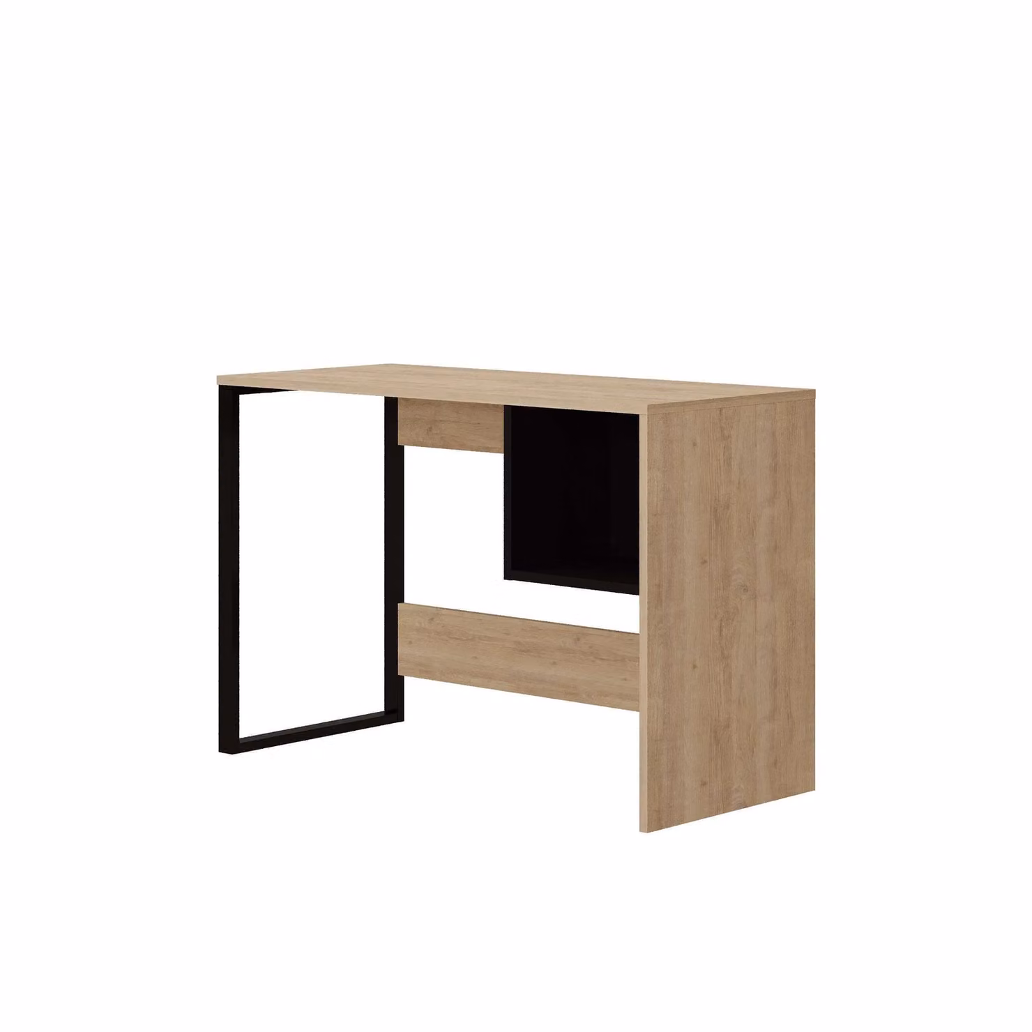 Decortie Model-4 Modern Computer Desk with Square Shelf in Black and Brown, W: 110 cm, H: 75 cm, D: 50 cm – 2