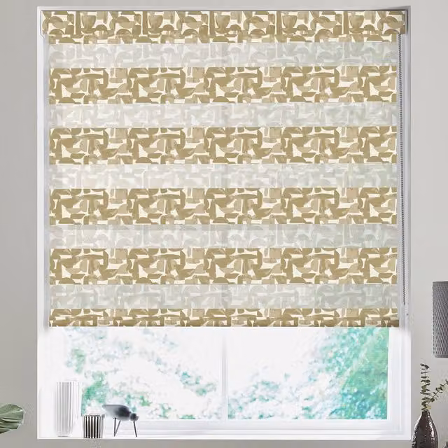 Terrys Ella Made to Measure Day and Night Blind in Beige Graphic Textile