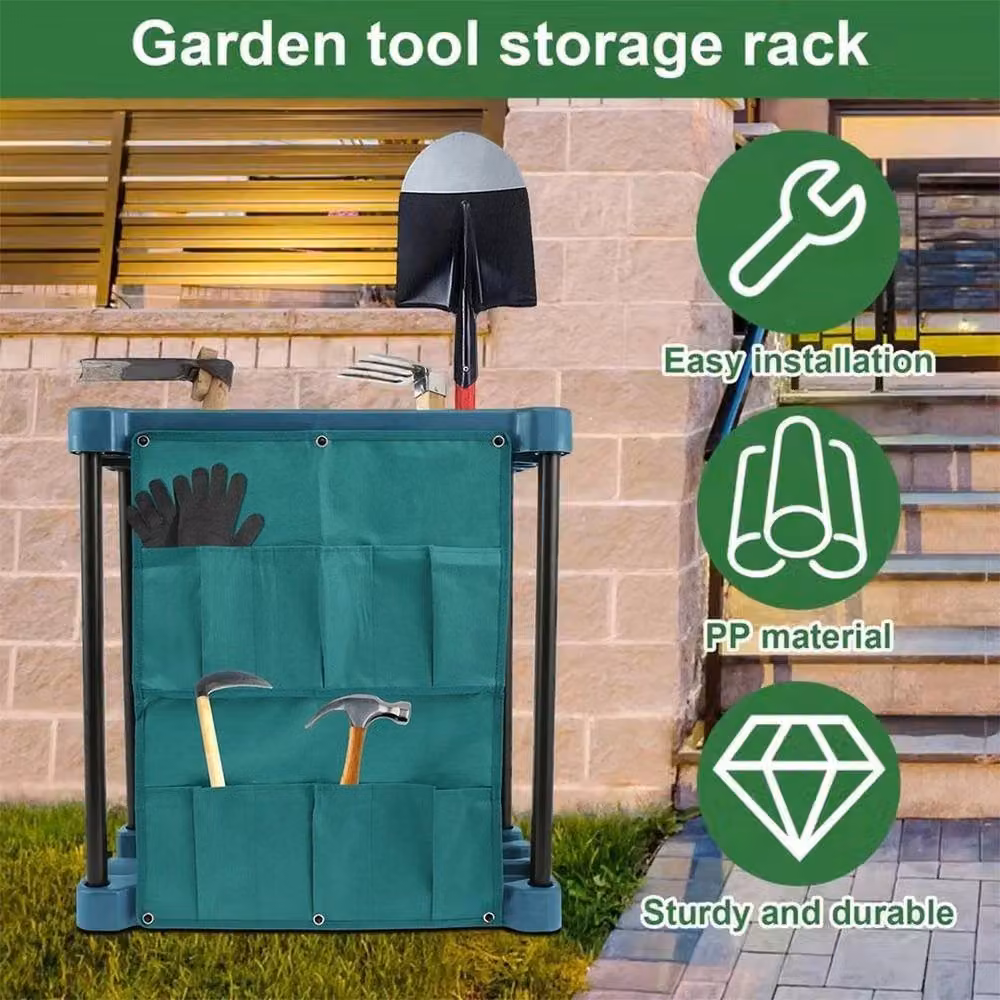 KORVIXA Green Garden Tool Storage Rack and Equipment Holder – 3