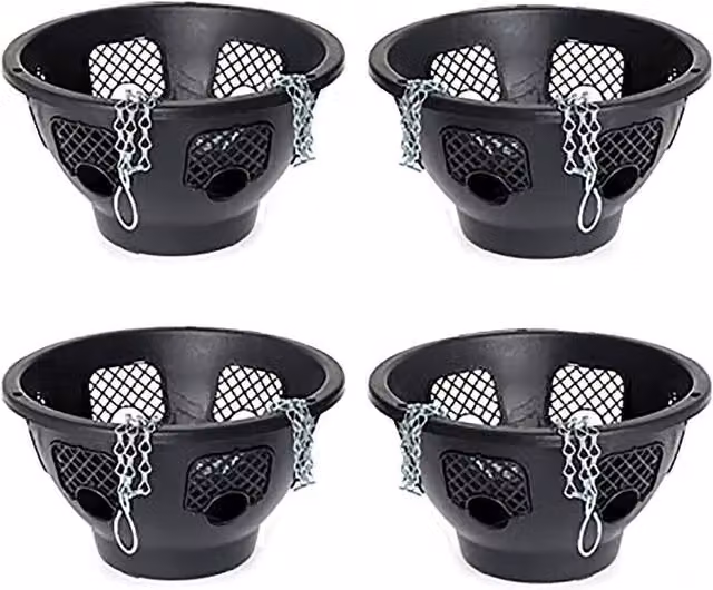 NESTLUNE 4-Piece Black Hanging Basket Planter Set for Indoor and Outdoor Use, Diameter: 35.56 cm – 1