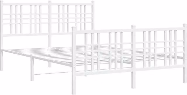 Berkfield Home Metal Bed Frame with Footboard, White, W/D/H: 120 x 190 x 90 cm – 1