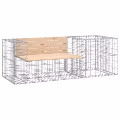 vidaXL Garden Bench with Gabion Basket in Brown Solid Pine Wood