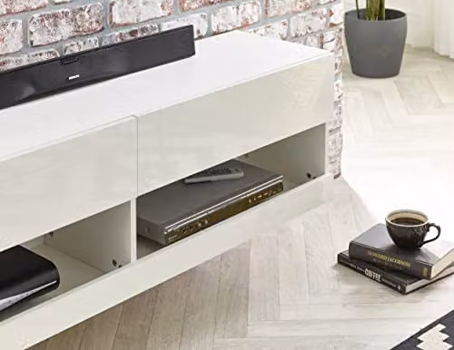 MMT Furniture Designs Moderna White Gloss Floating TV Stand Cabinet, W: 140 cm, D: 40 cm, H: 35 cm – 3