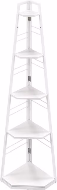 HOMCOM 5-Tier Freestanding Corner Shelf in White – 1