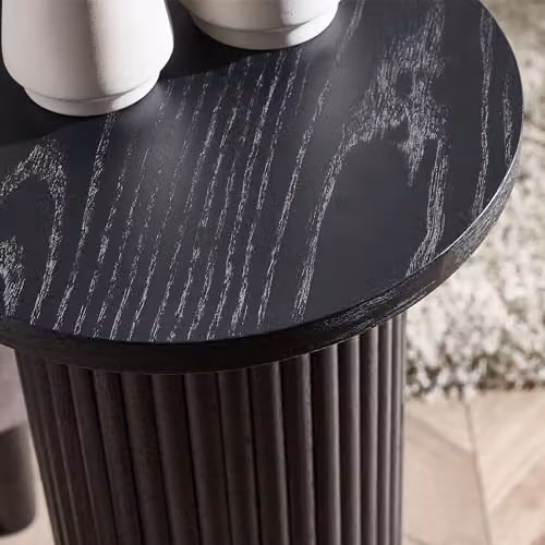 Julian Bowen Louis Black Ash Round Fluted Drinks Side Table, W/D/H: 30 x 30 x 60.5 cm – 6
