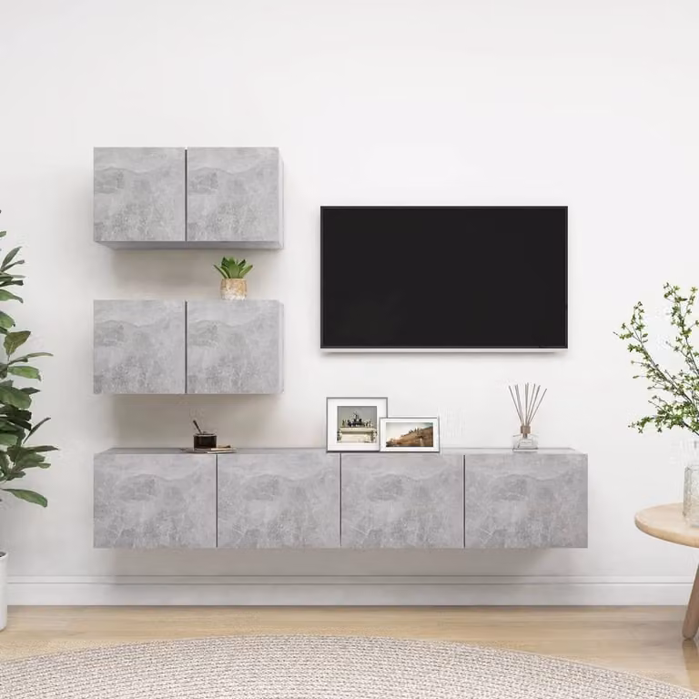Berkfield Home Modern 4 Piece TV Cabinet Set in Concrete Grey Engineered Wood
